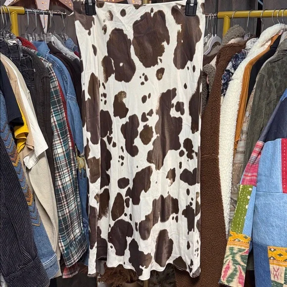 NWOT By Anthropologie The Tilda Cow Print Slip MIDI Skirt - Picture 7 of 8